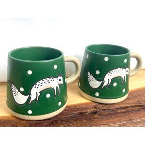 Arwen Nordic Pottery Coffee/Tea Mugs Fox Green (Set of two)